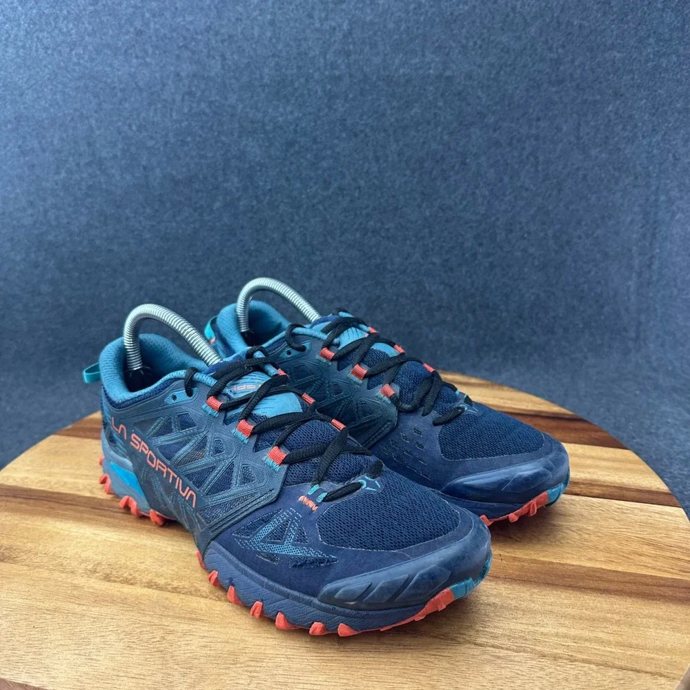 La Sportiva Bushido III Deep Sea/Cherry Tomato Trail Shoes Mens Size 8 3162-V